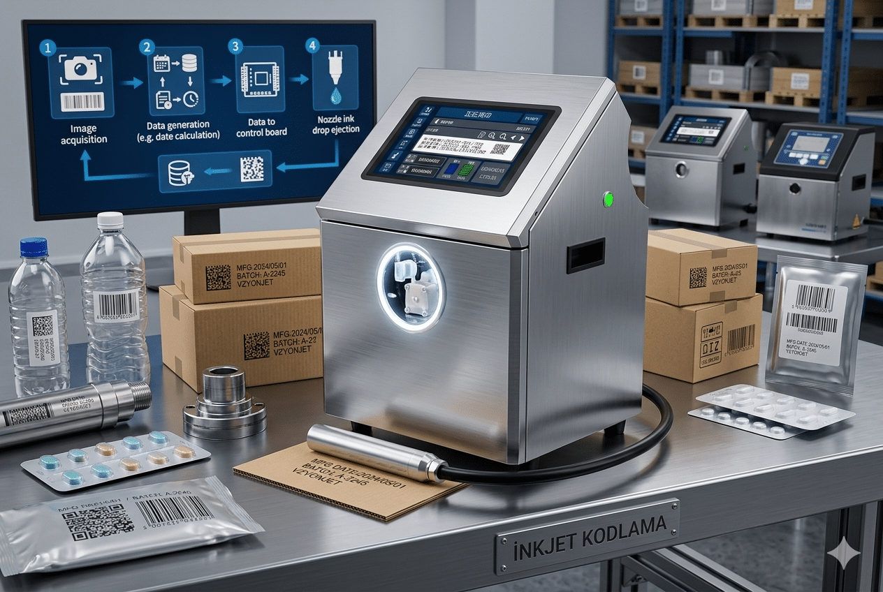 inkjet kodlama makinesi üretim hattında kullanım