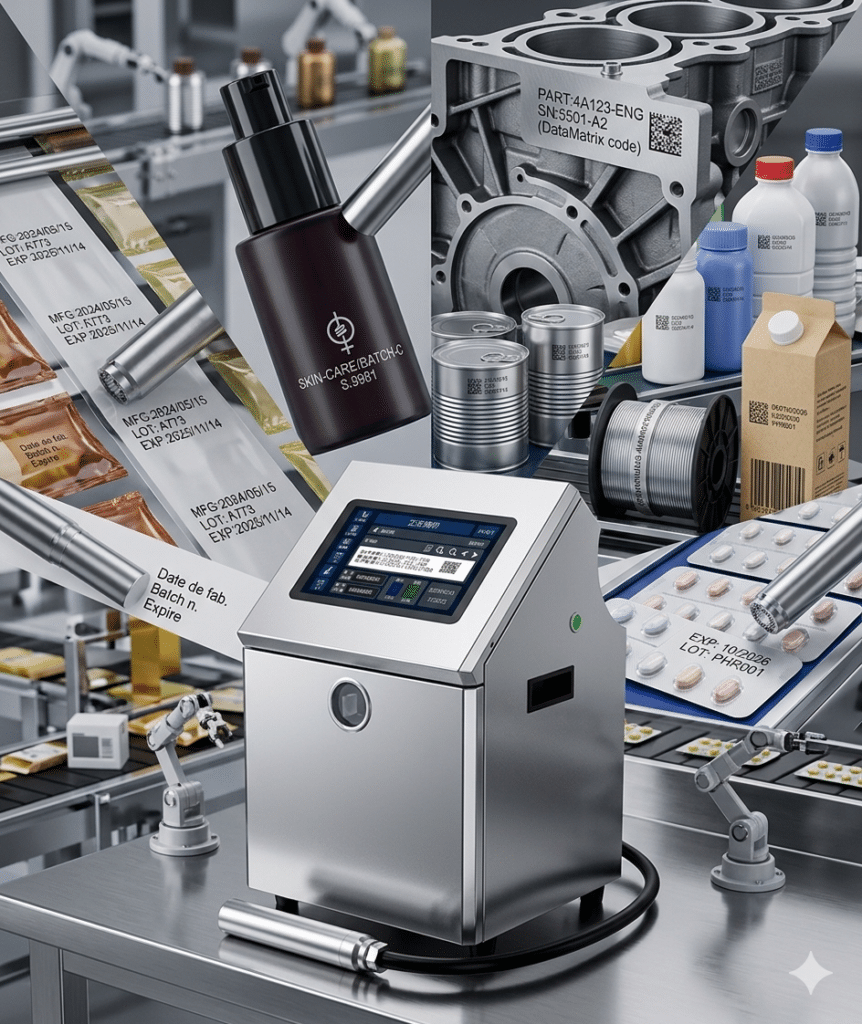inkjet kodlama makinesi üretim hattında tarih ve seri numarası baskı