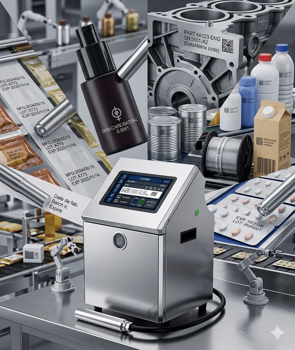 inkjet kodlama makinesi üretim hattında tarih ve seri numarası baskı