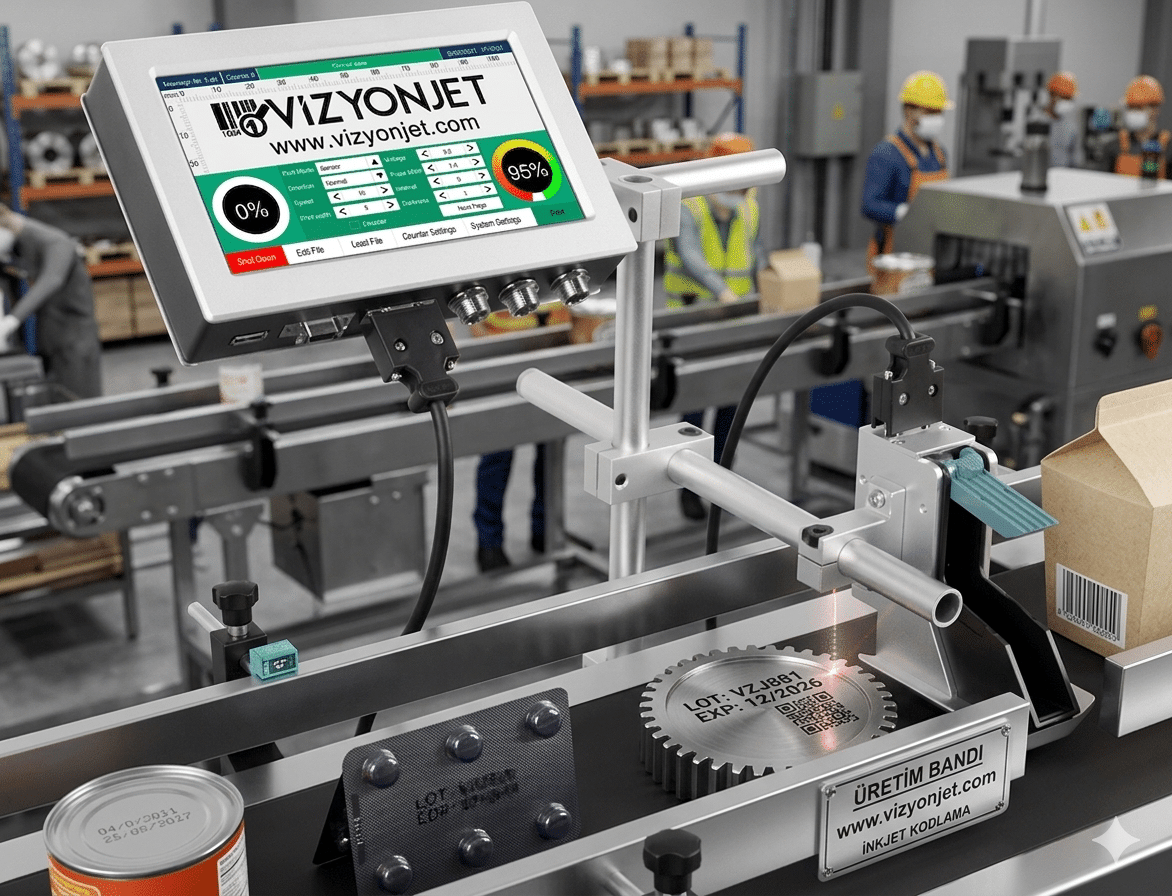 inkjet kodlama makineleri üretim hattında endüstriyel kullanım