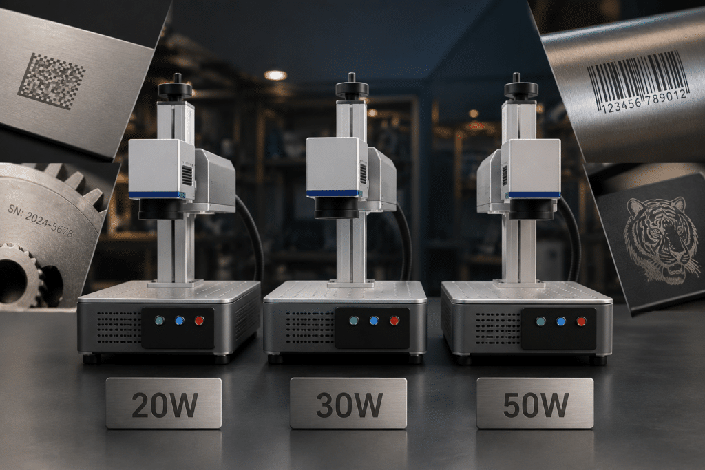 20W, 30W ve 50W fiber lazer markalama makineleri arasındaki farklar