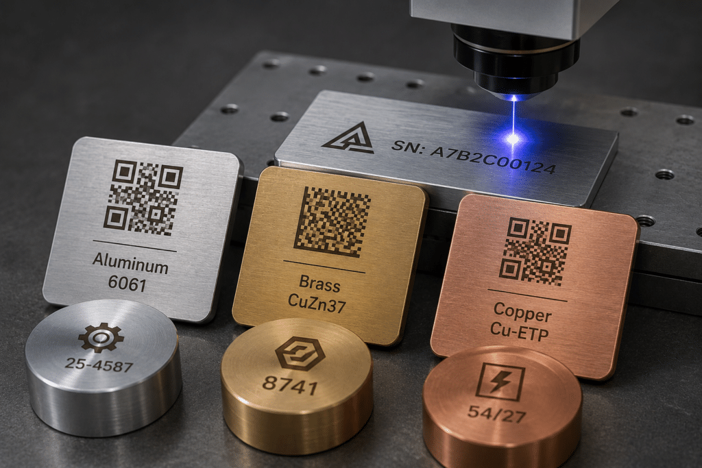 Alüminyum, pirinç ve bakır metal parçalar üzerine fiber lazer markalama uygulamaları