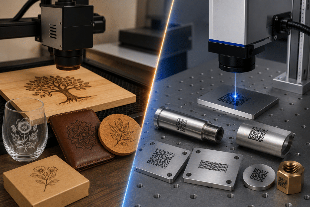 CO2 lazer ve fiber lazer ile farklı malzemelerde markalama uygulamalarının karşılaştırması