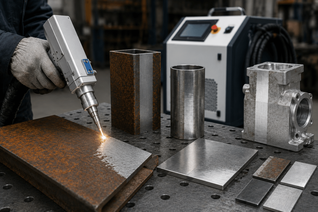 Farklı metal parça ve yüzeylerde lazer pas temizleme uygulaması